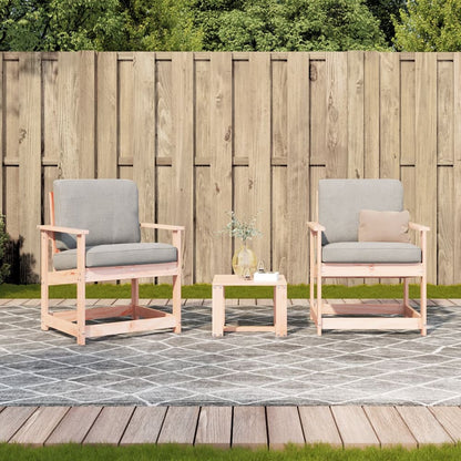The solid wood garden lounge set with grey cushions on a patio
