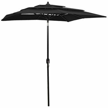 3-Tier Garden Parasol with Aluminium Pole 2,5x2,5 m Black 2 m 2 m