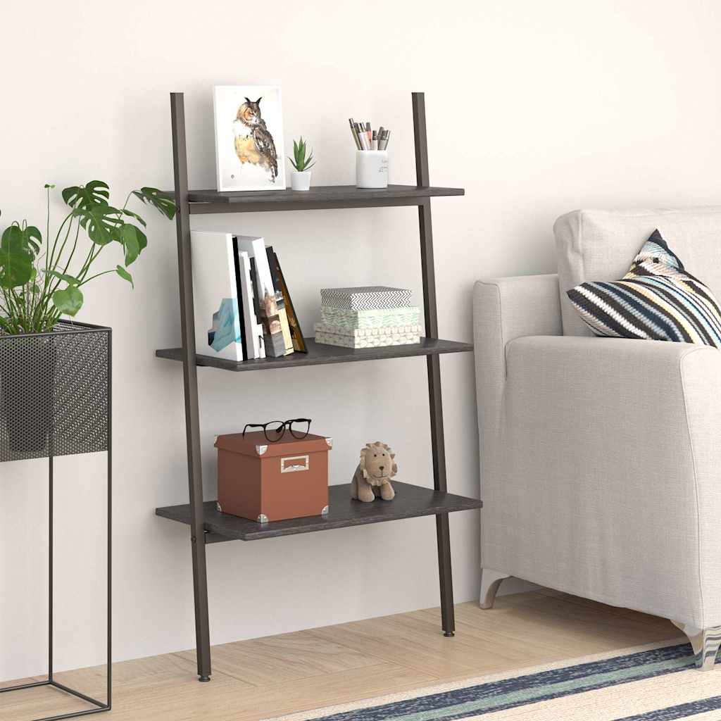 3-Tier Leaning Shelf and Black 64x34x116 cm Black 116 cm