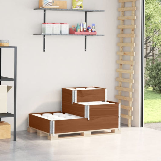 3-Tier Raised Bed 120x80 cm Solid Wood Pine Dark brown 120 x 80 cm (60 x 40 cm)
