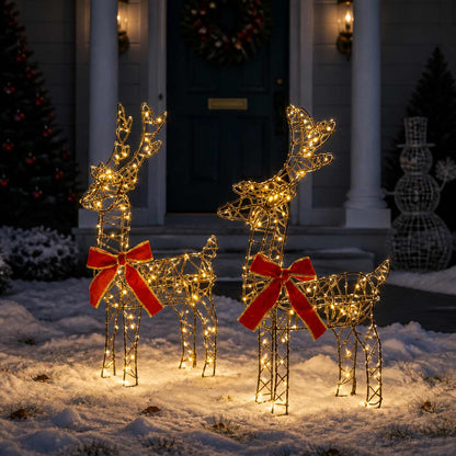 3D Christmas Reindeer LOVIISA 2 pcs 80 LEDs Warm White Brown string