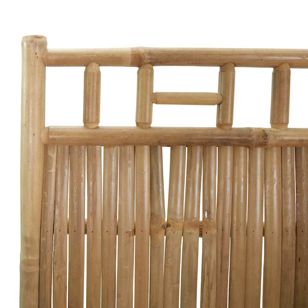 the room divider showing a close-up of the decorative top frame and bamboo slats