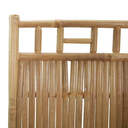 the room divider showing a close-up of the decorative top frame and bamboo slats