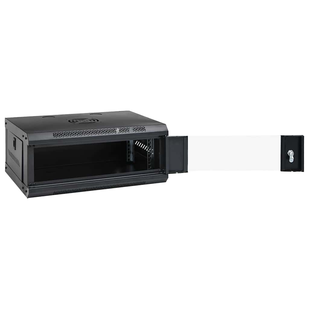The network storage system with its front door open, revealing the interior space