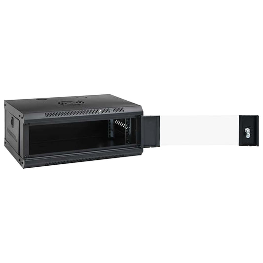 The network storage system with its front door open, revealing the interior space