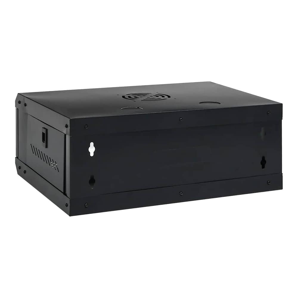 Rear view of the wall mounted network cabinet showing mounting holes for installation