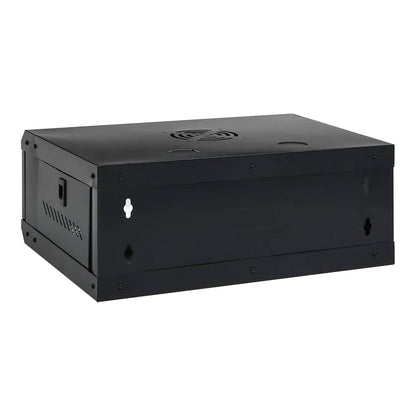 Rear view of the wall mounted network cabinet showing mounting holes for installation