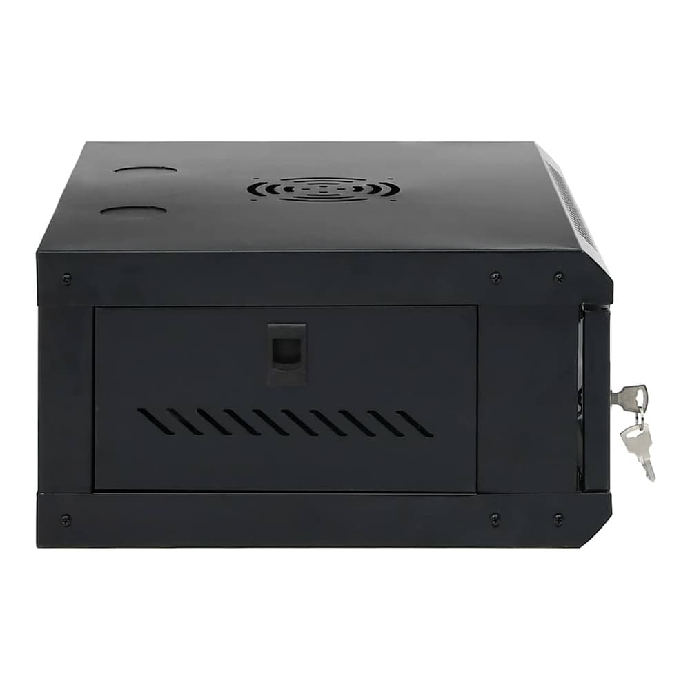 Side view of the network storage system showing a key lock on the right side panel