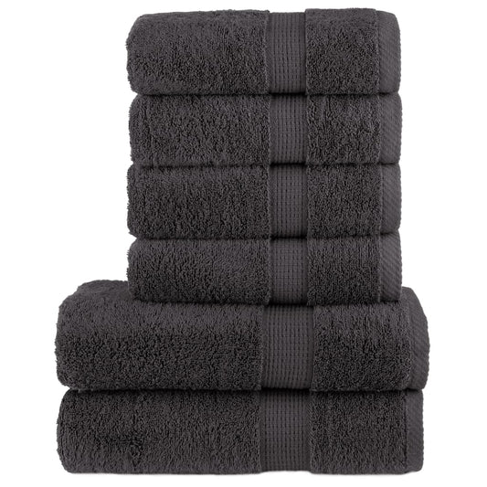 vidaXL 6 Piece Premium Towel Set SOLUND Anthracite 600 gsm stacked neatly