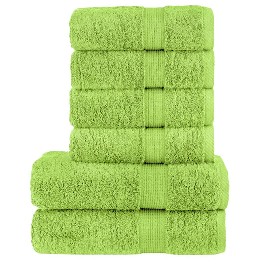 vidaXL 6 Piece Premium Towel Set SOLUND Apple Green stacked neatly