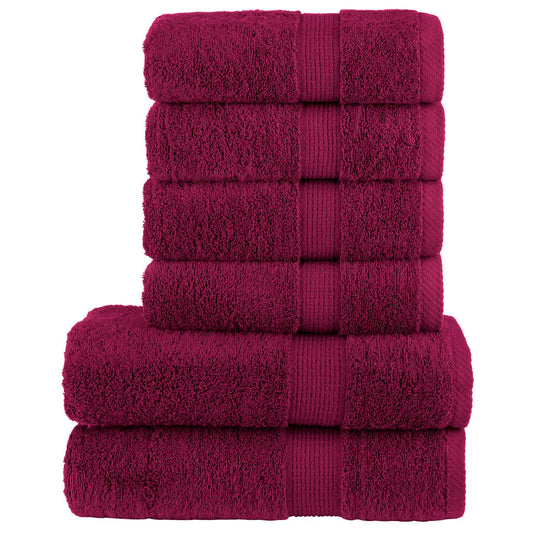 vidaXL 6 Piece Premium Towel Set SOLUND Bordeaux 600 gsm stacked