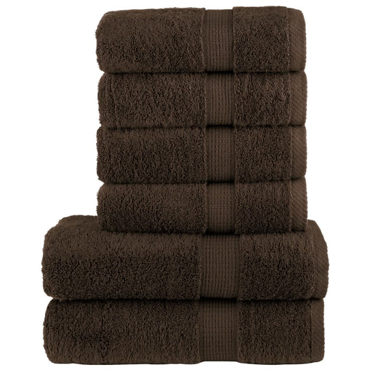 vidaXL 6 Piece Premium Towel Set SOLUND Brown 600 gsm stacked neatly