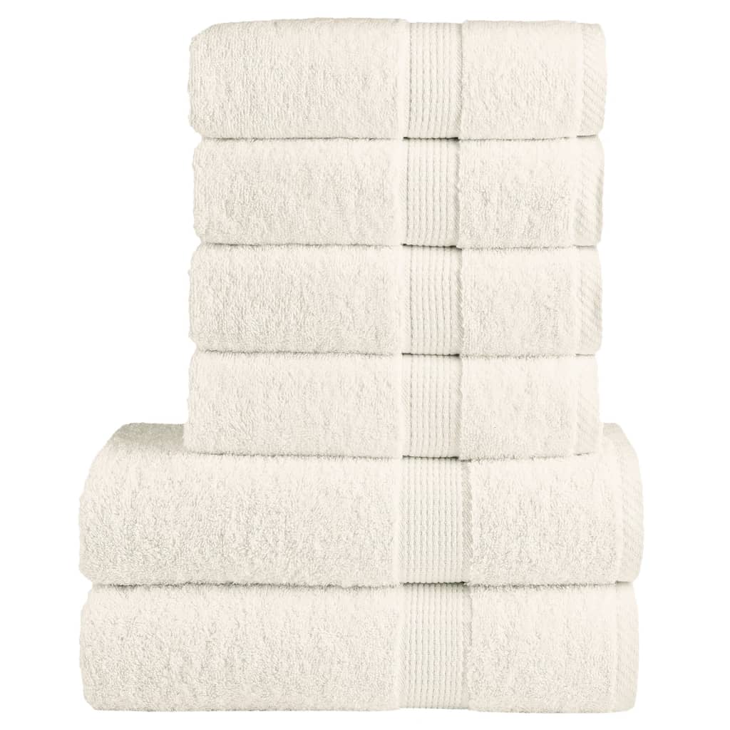 vidaXL 6 Piece Premium Towel Set SOLUND Cream 600 gsm stacked neatly on a white background