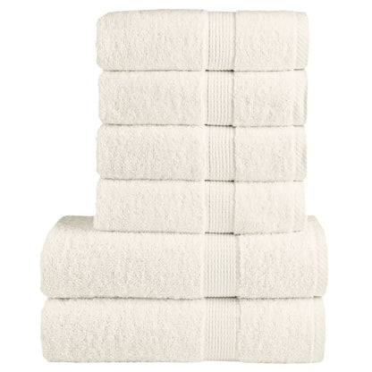 vidaXL 6 Piece Premium Towel Set SOLUND Cream 600 gsm stacked neatly on a white background