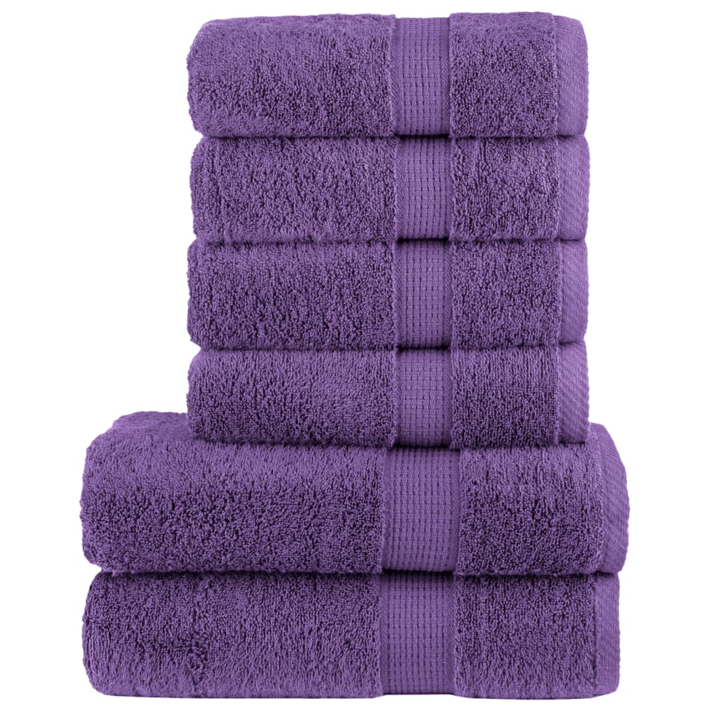 vidaXL 6 Piece Premium Towel Set SOLUND Purple 600 gsm stacked neatly
