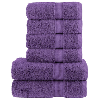 vidaXL 6 Piece Premium Towel Set SOLUND Purple 600 gsm stacked neatly