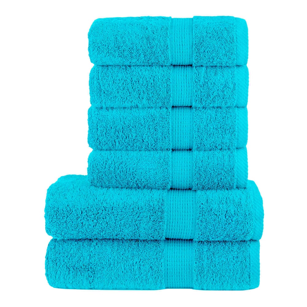 vidaXL 6 Piece Premium Towel Set SOLUND Turquoise 600 gsm stacked neatly