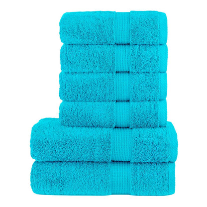 vidaXL 6 Piece Premium Towel Set SOLUND Turquoise 600 gsm stacked neatly