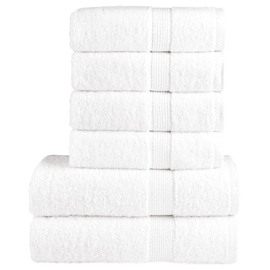 vidaXL 6 Piece Premium Towel Set SOLUND White 600 gsm stacked neatly
