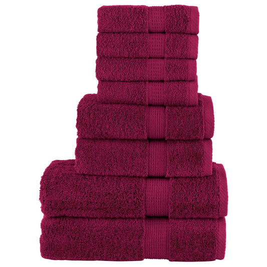 vidaXL 8 Piece Premium Towel Set SOLUND Bordeaux 600 gsm stacked in a neat pile