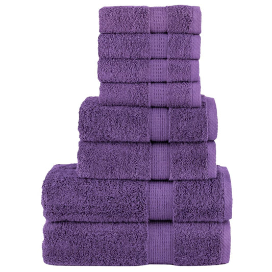 vidaXL 8 Piece Premium Towel Set SOLUND Purple 600 gsm stacked high