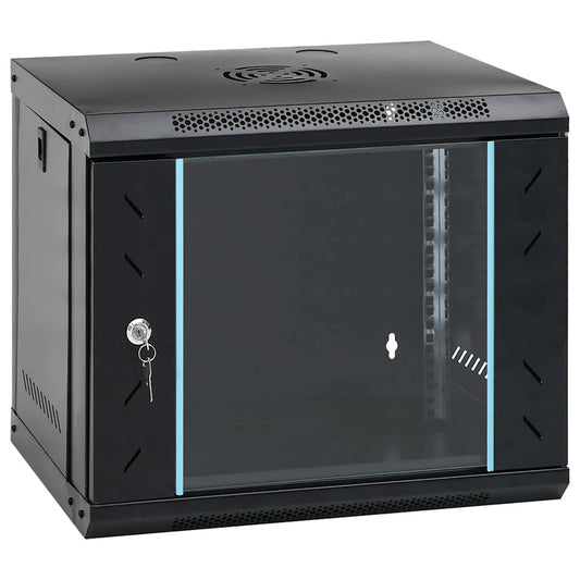 vidaXL 9U Wall Mounted Network Cabinet 19" IP20 with a glass door and lock