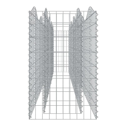 The galvanised raised garden bed structure with a wavy top edge, viewed from the side