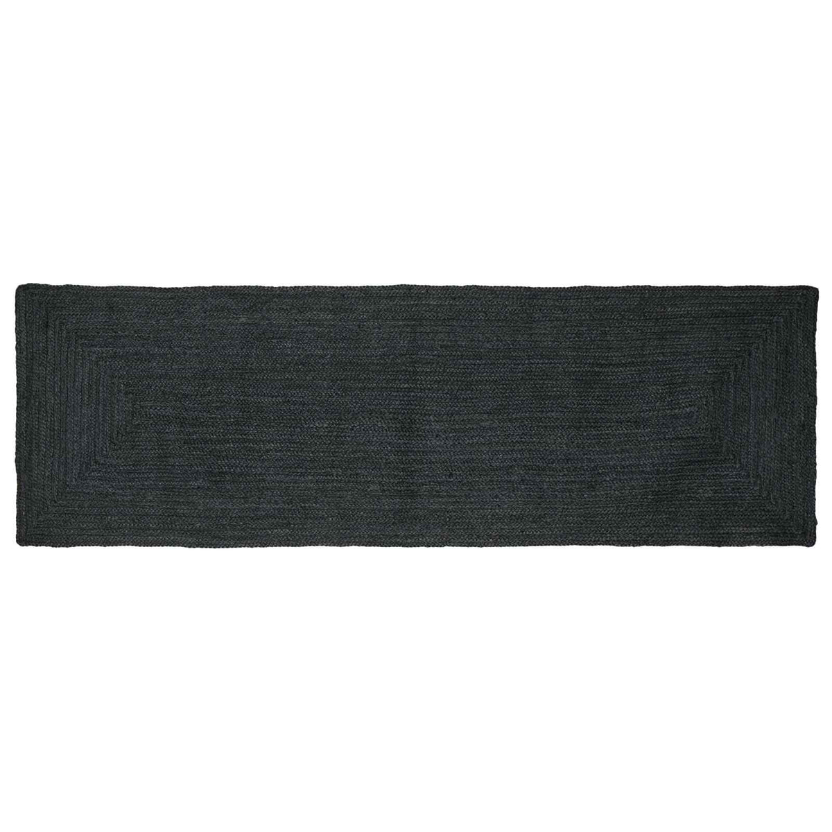 vidaXL Area Rug Dark Grey Jute, a long rectangular rug with a braided texture