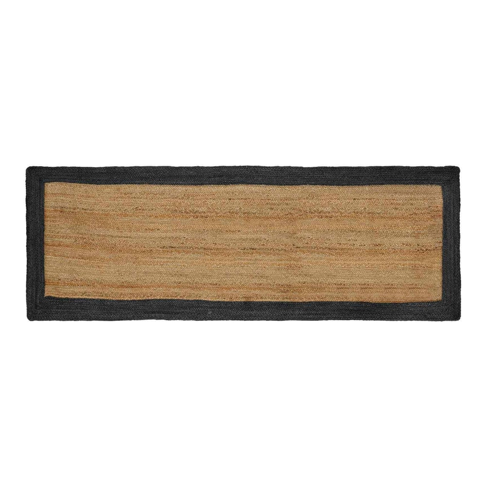 vidaXL Area Rug Dark Grey and Natural Jute, a long rectangular rug with a dark grey border and a natural jute centre