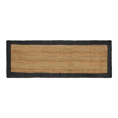 vidaXL Area Rug Dark Grey and Natural Jute, a long rectangular rug with a dark grey border and a natural jute centre