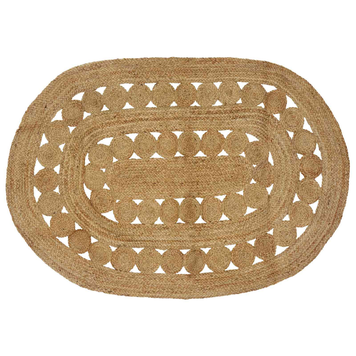 vidaXL Area Rug Natural Jute oval shape with a decorative woven pattern