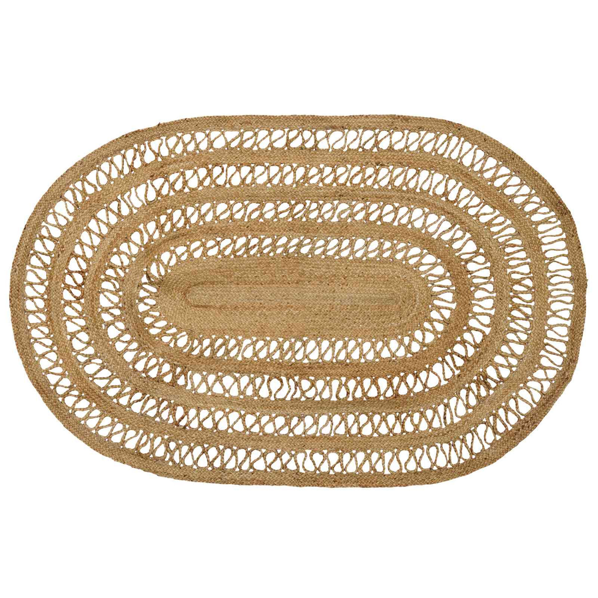 Area Rug Natural Jute Hollow wave