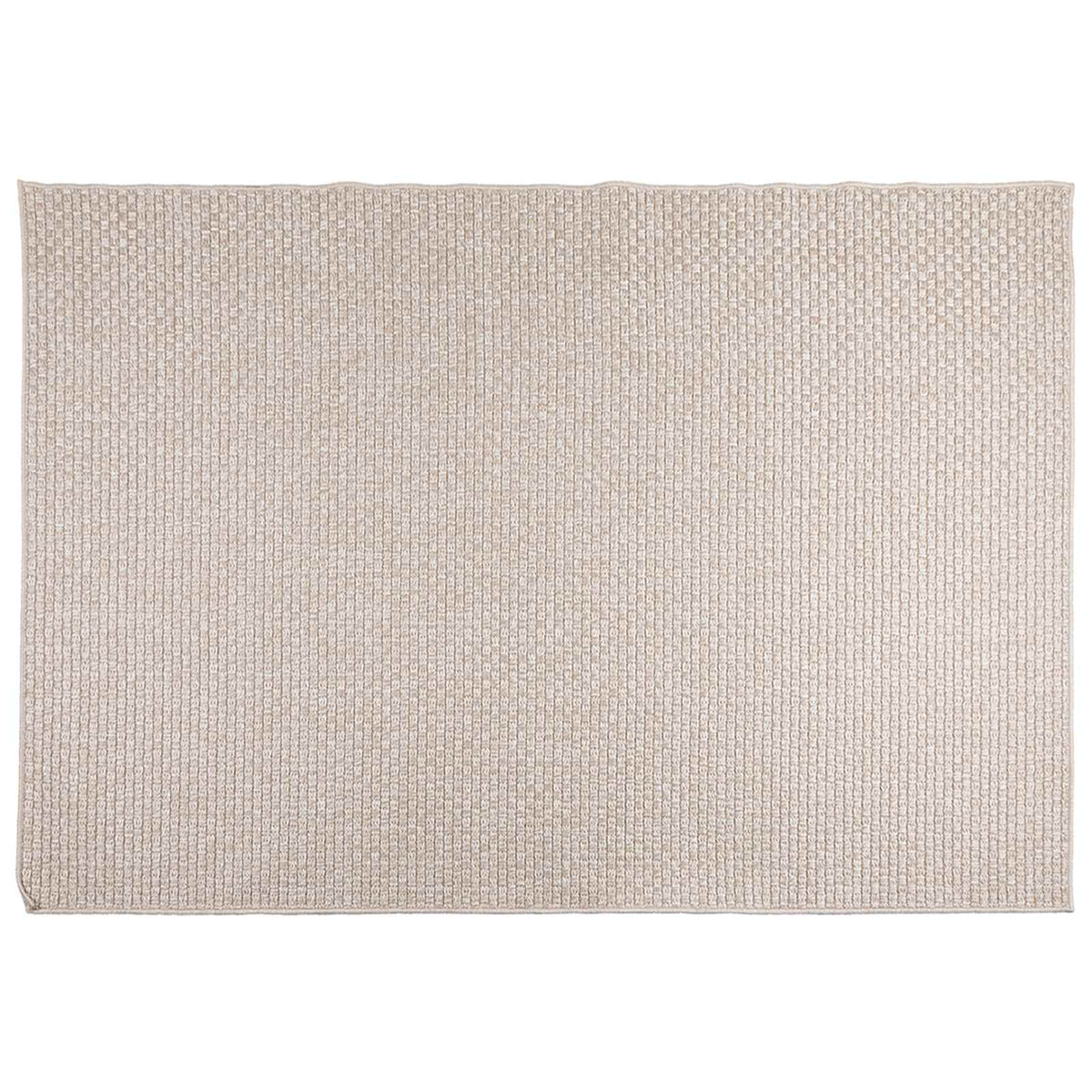 Rectangular cream rug with a woven texture
