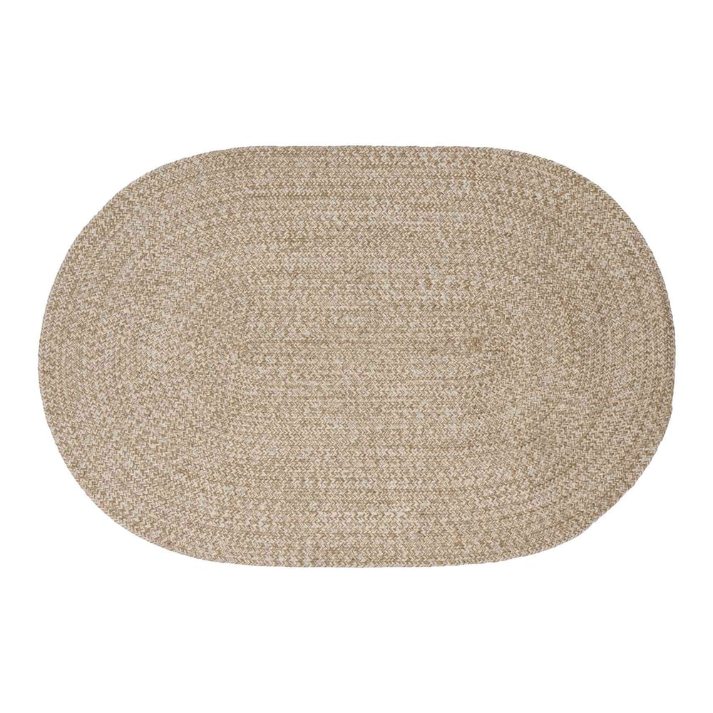 vidaXL Area Rugs White 122 x 183 cm Jute, an oval rug with a braided texture in beige and white