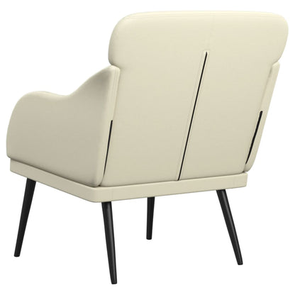 The cream faux leather armchair viewed from the back