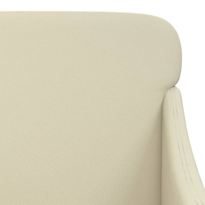 Close-up of the cream faux leather texture on the armchair