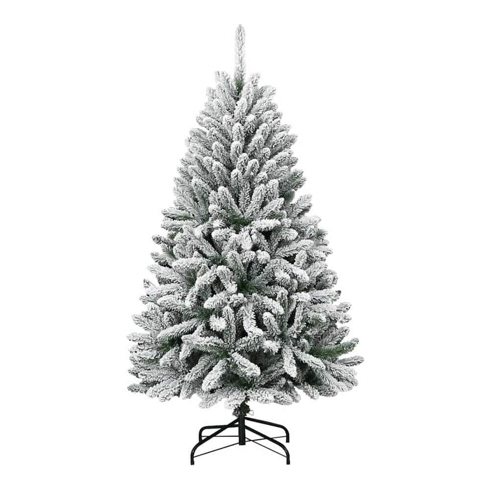 The artificial Christmas tree with snow effect and a metal stand, no decorations