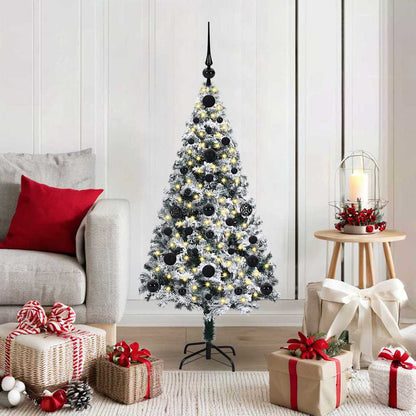 Artificial Christmas Tree White 120 cm Width 120 cm with 61 black balls