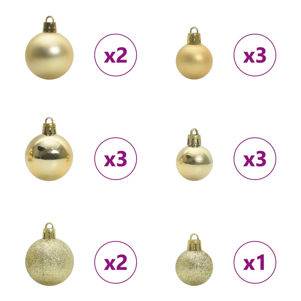 The baubles included with the artificial Christmas tree