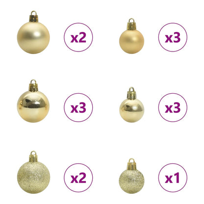 The baubles included with the artificial Christmas tree