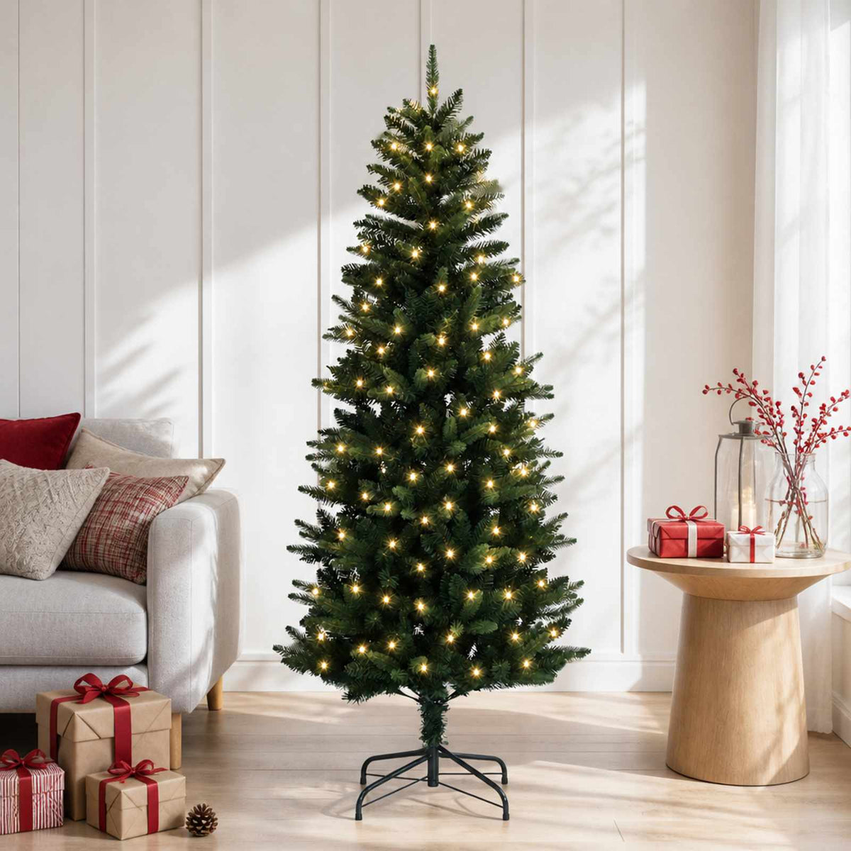 Artificial Christmas Tree with Bauble 150 LEDs Green 120 cm with LEDs