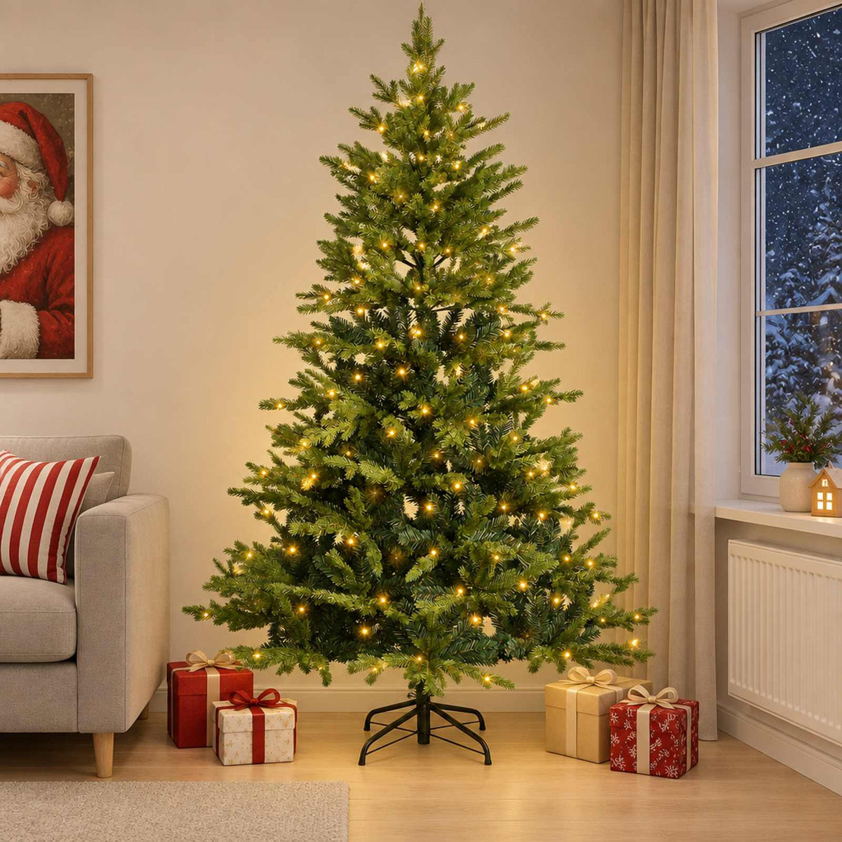 Artificial Christmas Tree Bauble LEDs Green