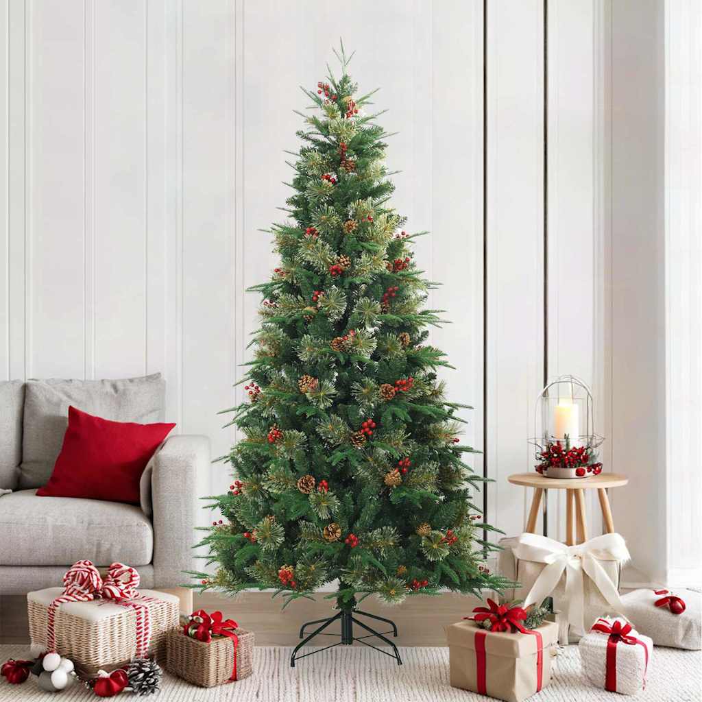 Artificial Hinged Christmas Tree Snow Flocked Green 210 cm