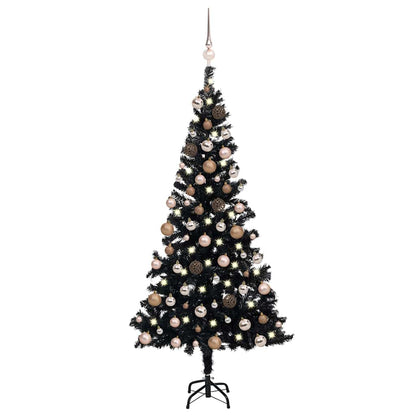 Artificial Pre-lit Christmas Tree with Ball Set 180 cm PVC Black