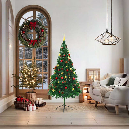 Artificial Pre-lit Christmas Tree with Baubles 150 cm 180 cm 90 cm