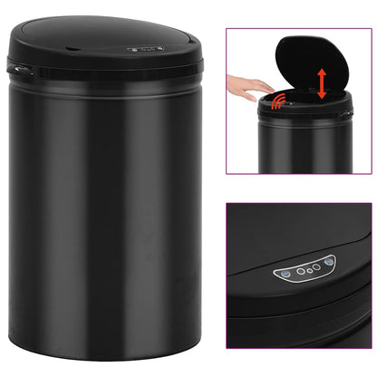 Automatic Sensor Dustbin Carbon Steel Black 30 l