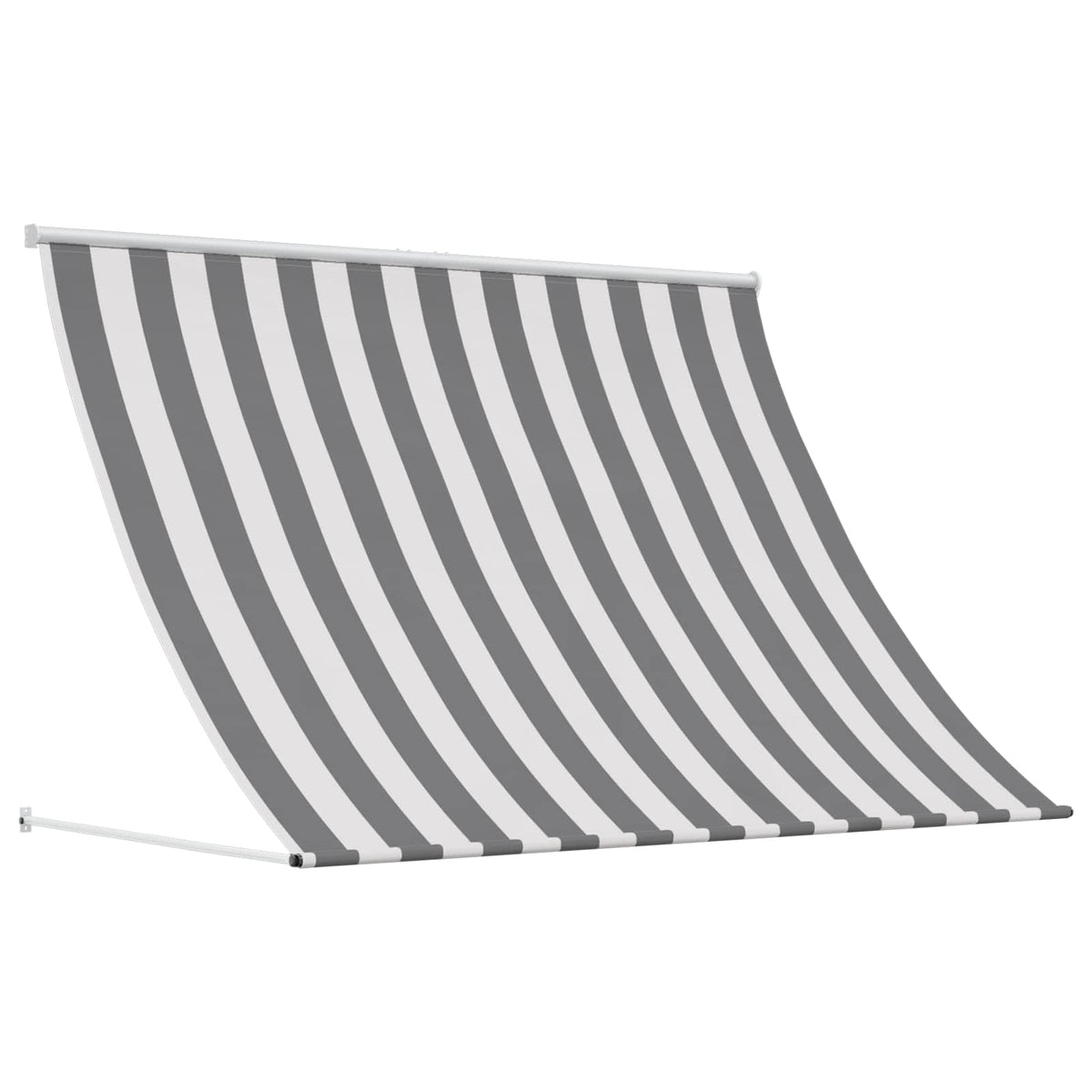 vidaXL Awning Anthracite and White, a striped retractable awning with white metal frame