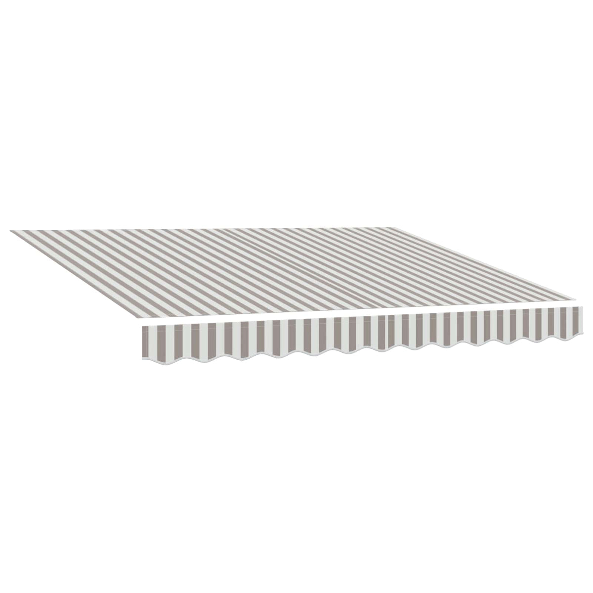 Light grey and white striped awning canopy laid out flat