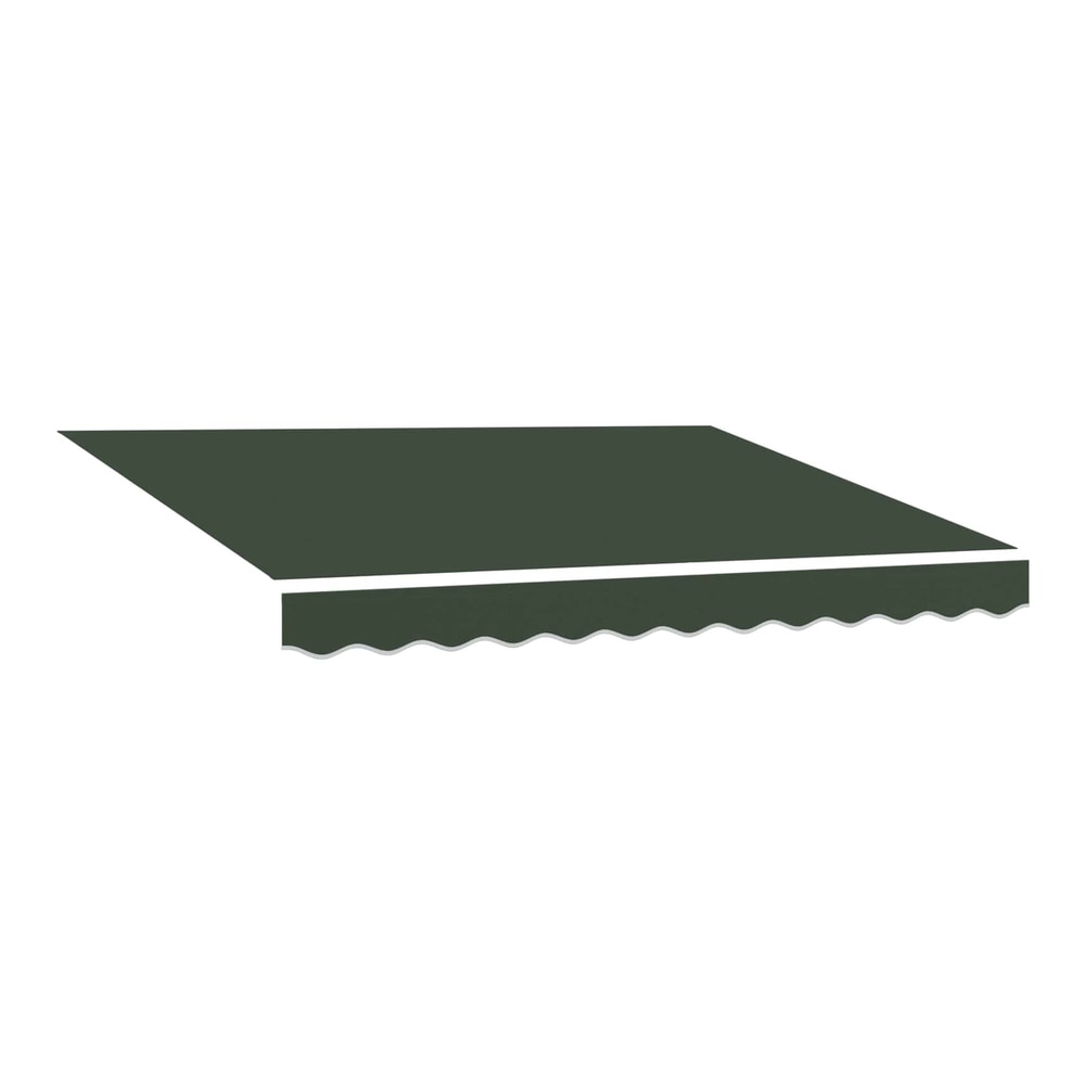 dark green polyester awning canopy replacement, showing the scalloped edge