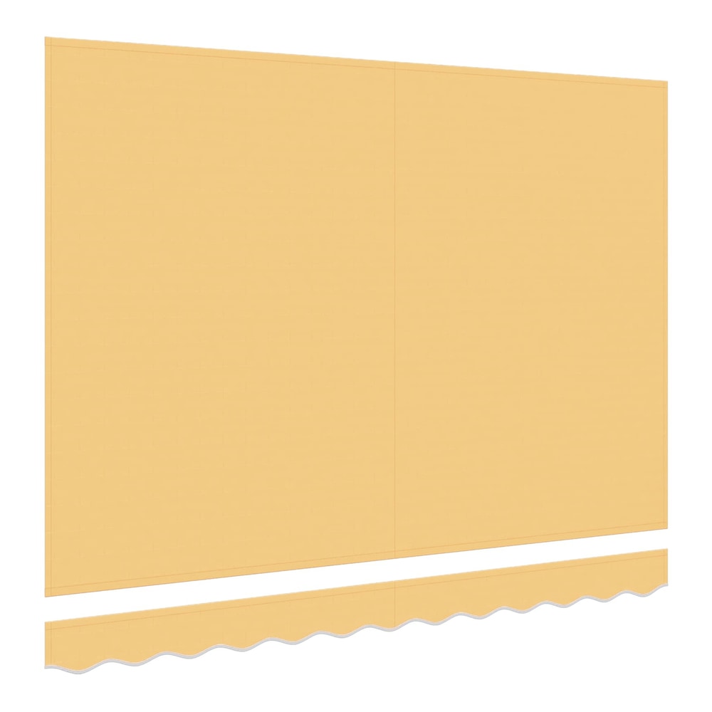 the awning canopy fabric laid out flat with the separate scalloped valance below